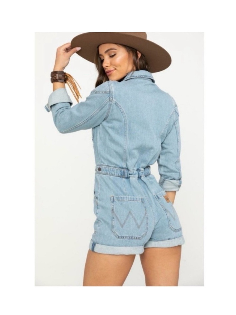 Wrangler Denim long sleeve Short Romper - Picture 2 of 12